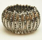 Chunky Pewter Crystal Encrusted Bracelet 003167 - Wholesale Bracelets & Bangles