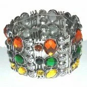 Crystal Rodium Heart Bracelets Amber-Green 003148 - Wholesale Bracelets & Bangles