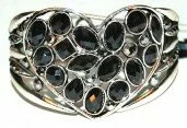 Black-Grey Crystal Rodium Heart Bracelets 003150 - Wholesale Bracelets & Bangles