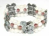 Petite Flower and Pearl Hemmatite Magnetic Bracelet 003111 - Wholesale Bracelets & Bangles