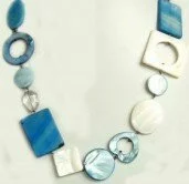 Short Turquoise Mother of Pearl Necklace 003870 - Wholesale Freshwater Pearl Jewellery