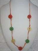 Wood Disc Necklaces (Orange) 003240
