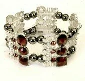 Brown Crystal and Hematite Stretchy Bracelet 003082 - Wholesale Bracelets & Bangles
