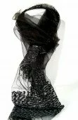 Black and Silver Open Weeve Silk 003638 - Wholesale Scarves & Pashminas