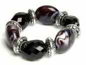 Black Bead and Marbled Silver Bracelet 003025 - Wholesale Bracelets & Bangles