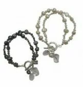 Crystal and Pearl T Bar Bracelet 003917 - Wholesale Freshwater Pearl Jewellery