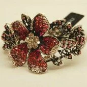 Glitzy Crystal Flower Clasp Bracelet (Pink) 003151 - Wholesale Bracelets & Bangles