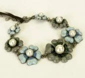 Blue 7 Flowers Bracelet Enamellled Metal 003084 - Wholesale Bracelets & Bangles