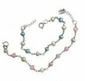 Pink Pearl Chain Link Bracelet 003918 - Wholesale Freshwater Pearl Jewellery