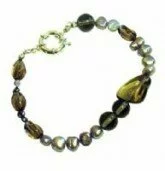 Smokey Quartz and Pearl Bracelet 003926 - Wholesale Freshwater Pearl Jewellery