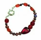 Red Crystal and Pearl Bracelet 003927 - Wholesale Freshwater Pearl Jewellery