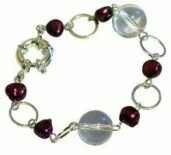 Purple Pearl and Crystal Lifebouy Clasp Bracelet 003933 - Wholesale Freshwater Pearl Jewellery