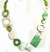 Green Mother of Pearl Necklace 003873 - Wholesale Freshwater Pearl Jewellery