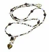 Long Brown Crystal and Pearl Necklace 003901 - Wholesale Freshwater Pearl Jewellery