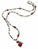 Ruby Red Pearl and Crystal Floral Necklace 003902 - Wholesale Freshwater Pearl Jewellery