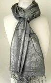 Grey Lurex Stretchy Scarf 003598 - Wholesale Scarves & Pashminas