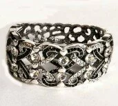 Clear Crystal and Tiny Black Crystals Clasp Bracelet 003146 - Wholesale Bracelets & Bangles