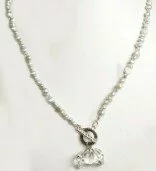 Blue Pearl and Crystal T Bar Necklace 003877 - Wholesale Freshwater Pearl Jewellery