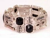 Black And Pewter Expandable Bracelet 003052 - Wholesale Bracelets & Bangles