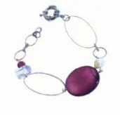 Red Agate with Pearl and Crystal Bracelet 003925 - Wholesale Freshwater Pearl Jewellery