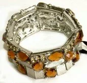 Brown and Silver Elasticated Bracelet with Crystal 003085 - Wholesale Bracelets & Bangles