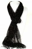 Black and Glitter Fine Fish Net Scarf 50x180 003645 - Wholesale Scarves & Pashminas