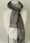 Black/Off White Scarf 003595 - Wholesale Scarves & Pashminas