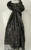 Black Stretchy Lurex Scarf 003844 - Wholesale Scarves & Pashminas