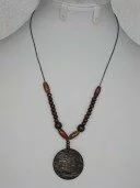 Brown Cord, Bead and Pendent Necklace 003241