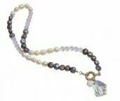 Grey and Pink Pearls with Cloud Glass Bead Necklace 003888 - Wholesale Freshwater Pearl Jewellery