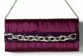 Long Satin Evening Bag with Chunky Chain Purple 003860 - Wholesale Handbags
