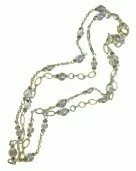 Rock Crystal Double Chain Link Necklace 003895 - Wholesale Freshwater Pearl Jewellery