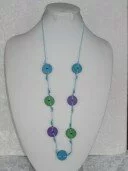 Wood Disc Necklaces (Blue) 003238