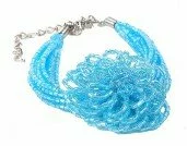 Blue Bead Flower Cuff 002987 - Wholesale Bracelets & Bangles