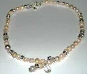 Pink and Natural Pearl with Silver Coloured Link Necklace 003889 - Wholesale Freshwater Pearl Jewellery