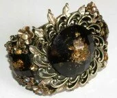 Large Old Gold Bracelet with Stone(amber) 003003 - Wholesale Bracelets & Bangles